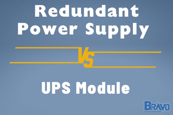 Title: redundant power supply vs ups with blue background